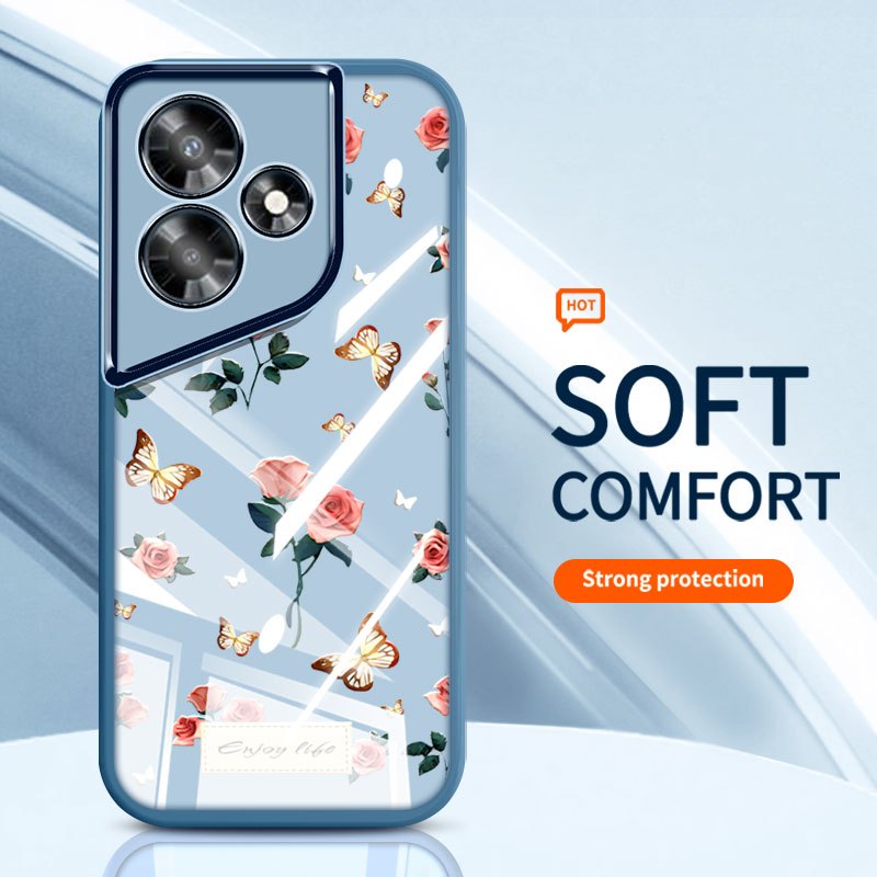 YBD Cho Tecno Pova 7 Pova 6 Pro Pova 6 Neo LJ6 LI9 Ốp Điện Thoại Vintage Hoa Hồng Nhiều Màu Sắc Bướm
