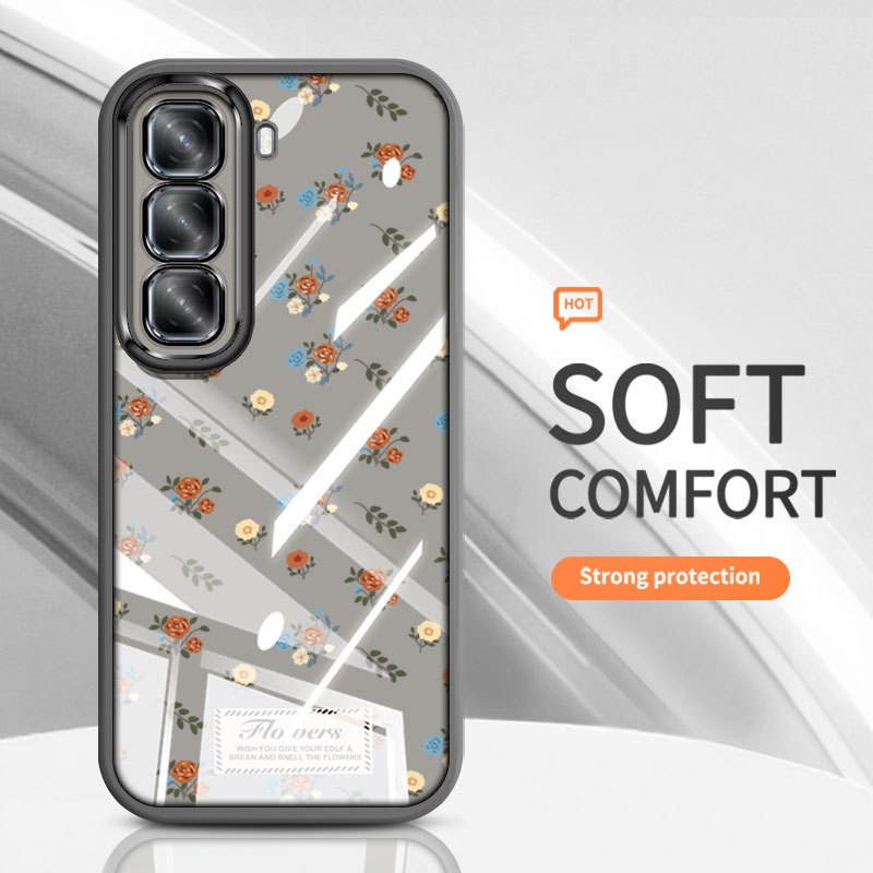 YBD Cho Infinix Hot 70 60i Hot 50 60 Pro + ITEL Power 70 X6895 X6726 X6728 X6728B X6885 X6886 Ốp Điện Thoại Vintage Hoa Hồng Nhiều Màu Sắc Bướm