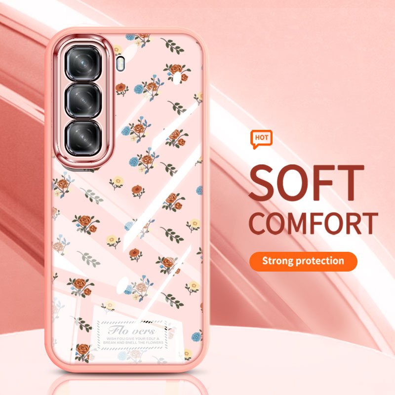 YBD Cho Infinix Hot 70 60i Hot 50 60 Pro + ITEL Power 70 X6895 X6726 X6728 X6728B X6885 X6886 Ốp Điện Thoại Vintage Hoa Hồng Nhiều Màu Sắc Bướm