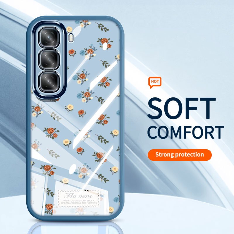 YBD Cho Infinix Hot 70 60i Hot 50 60 Pro + ITEL Power 70 X6895 X6726 X6728 X6728B X6885 X6886 Ốp Điện Thoại Vintage Hoa Hồng Nhiều Màu Sắc Bướm