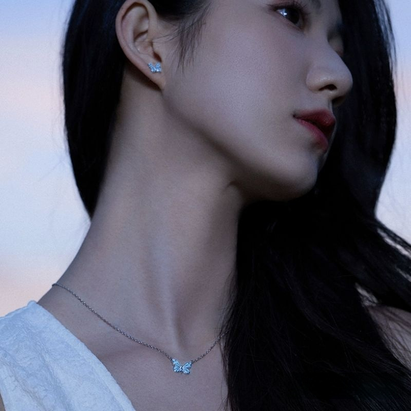 FANCIME Phát Sáng Bướm 925 Bông Tai Bạc Phát Sáng Trong Bóng Tối Thiết Kế Kỷ Niệm Ngày Lễ Tình Nhân Quà Tặng Sinh Nhật Cho Nàng