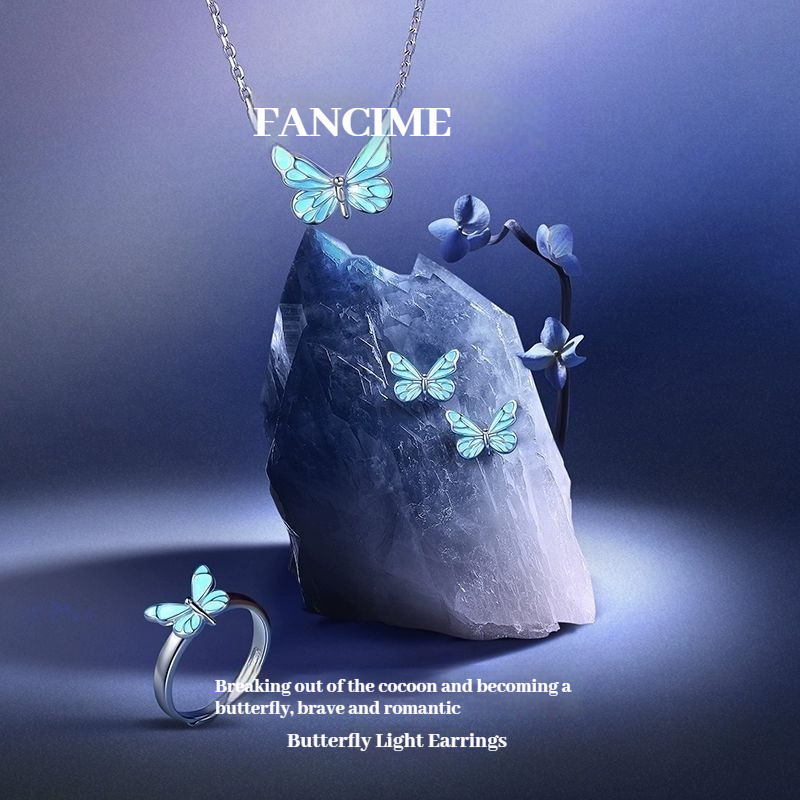 FANCIME Phát Sáng Bướm 925 Bông Tai Bạc Phát Sáng Trong Bóng Tối Thiết Kế Kỷ Niệm Ngày Lễ Tình Nhân Quà Tặng Sinh Nhật Cho Nàng