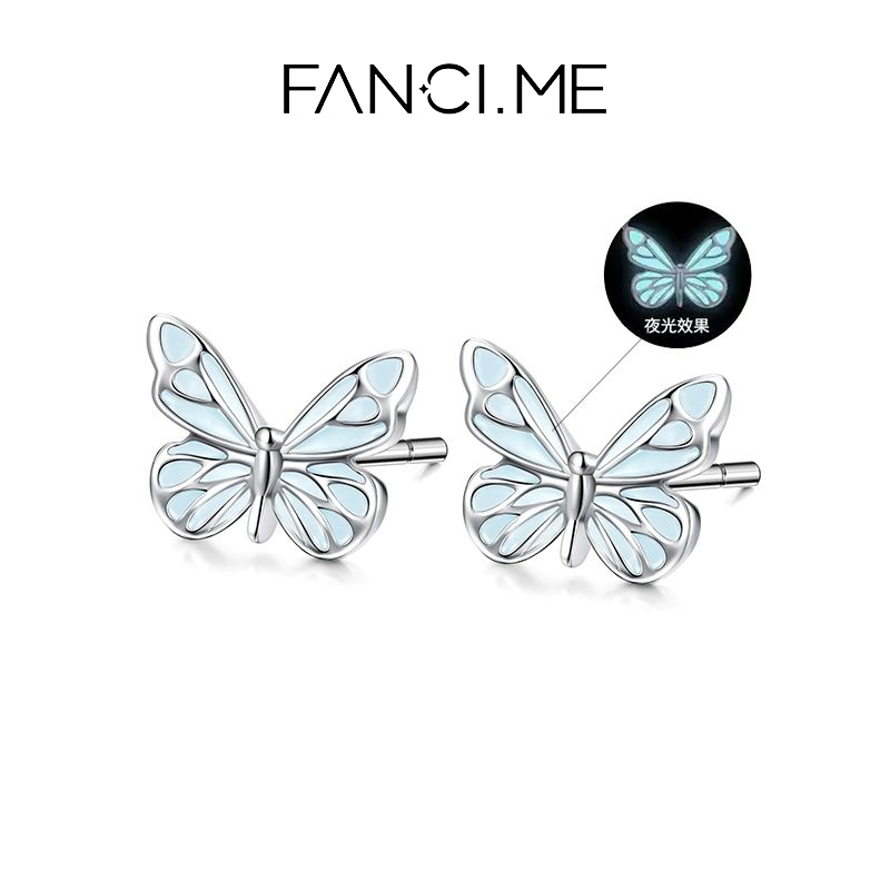 FANCIME Phát Sáng Bướm 925 Bông Tai Bạc Phát Sáng Trong Bóng Tối Thiết Kế Kỷ Niệm Ngày Lễ Tình Nhân Quà Tặng Sinh Nhật Cho Nàng