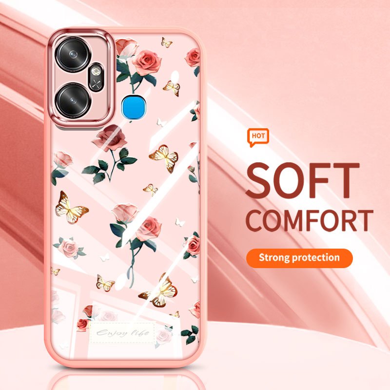 YBD Cho Infinix Smart 6 Plus Tecno Spark 8C Spark Go 2022 X6823 X6823C Ốp Điện Thoại Vintage Hoa Hồng Nhiều Màu Sắc Bướm