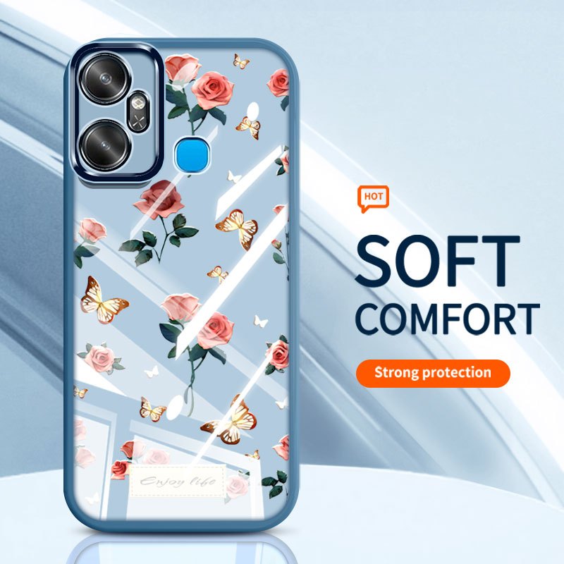 YBD Cho Infinix Smart 6 Plus Tecno Spark 8C Spark Go 2022 X6823 X6823C Ốp Điện Thoại Vintage Hoa Hồng Nhiều Màu Sắc Bướm