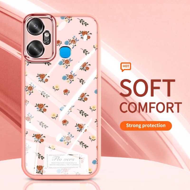 YBD Cho Infinix Smart 6 Plus Tecno Spark 8C Spark Go 2022 X6823 X6823C Ốp Điện Thoại Vintage Hoa Hồng Nhiều Màu Sắc Bướm