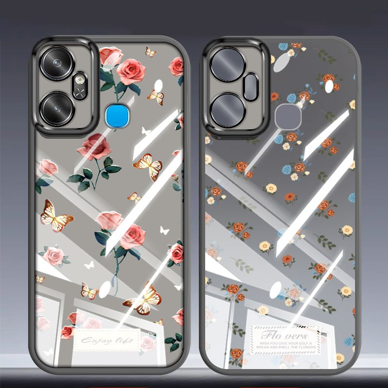 YBD Cho Infinix Smart 6 Plus Tecno Spark 8C Spark Go 2022 X6823 X6823C Ốp Điện Thoại Vintage Hoa Hồng Nhiều Màu Sắc Bướm