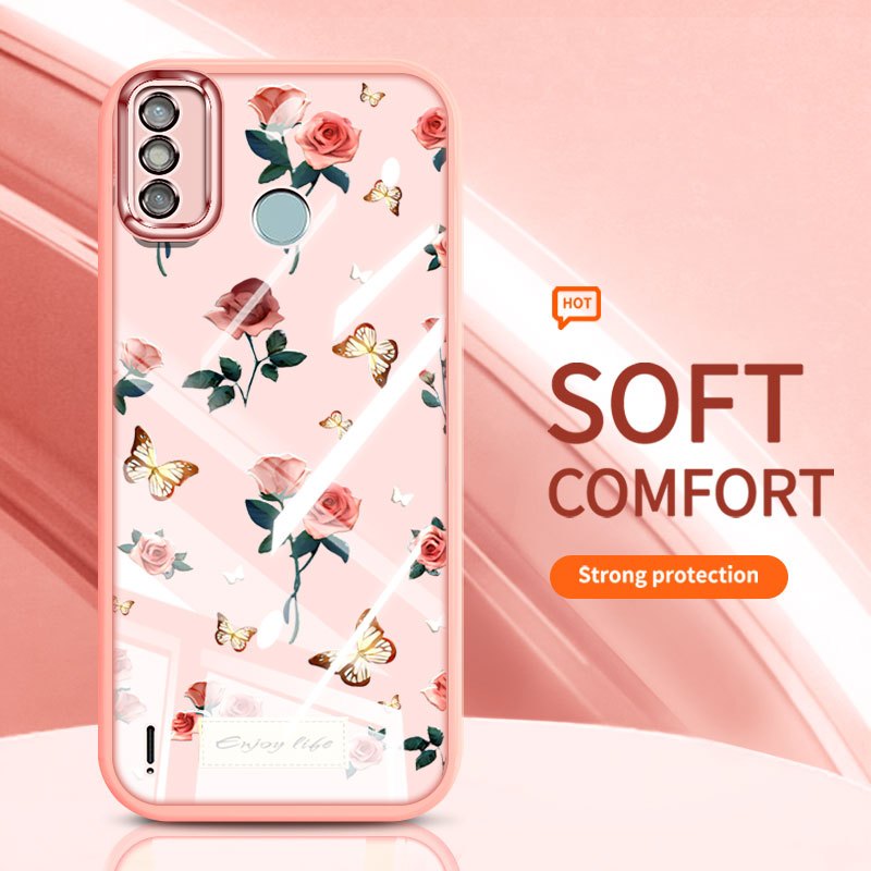 YBD Cho Tecno Spark 6 Go Spark Go 2020 2021 Hot 20 4G X6726 X6726B X6726C Ốp Điện Thoại Vintage Hoa Hồng Nhiều Màu Sắc Bướm