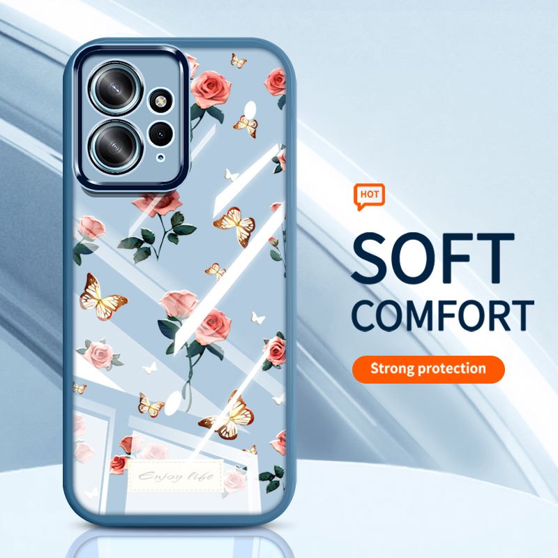 YBD Cho Redmi Note 12 4G Ốp Lưng Điện Thoại Vintage Hoa Hồng Nhiều Màu Sắc Bướm