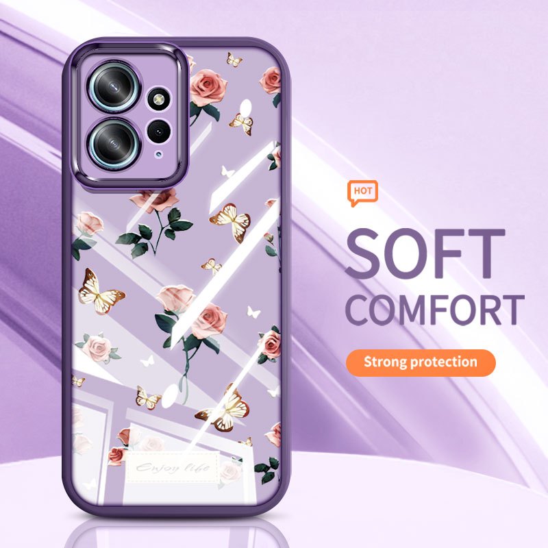 YBD Cho Redmi Note 12 4G Ốp Lưng Điện Thoại Vintage Hoa Hồng Nhiều Màu Sắc Bướm