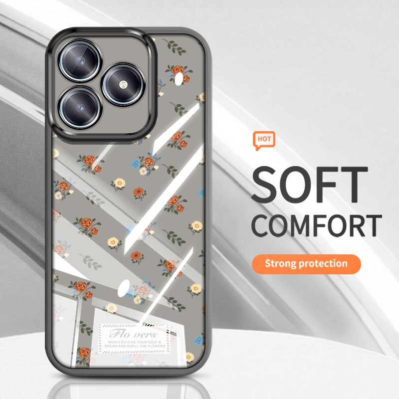 YBD Cho Realme C53 Realme Note 50 C51 C51S C55 Realme Narzo N53 N55 Ốp Lưng Điện Thoại Vintage Hoa Hồng Nhiều Màu Sắc Bướm