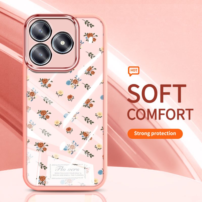 YBD Cho Realme C53 Realme Note 50 C51 C51S C55 Realme Narzo N53 N55 Ốp Lưng Điện Thoại Vintage Hoa Hồng Nhiều Màu Sắc Bướm