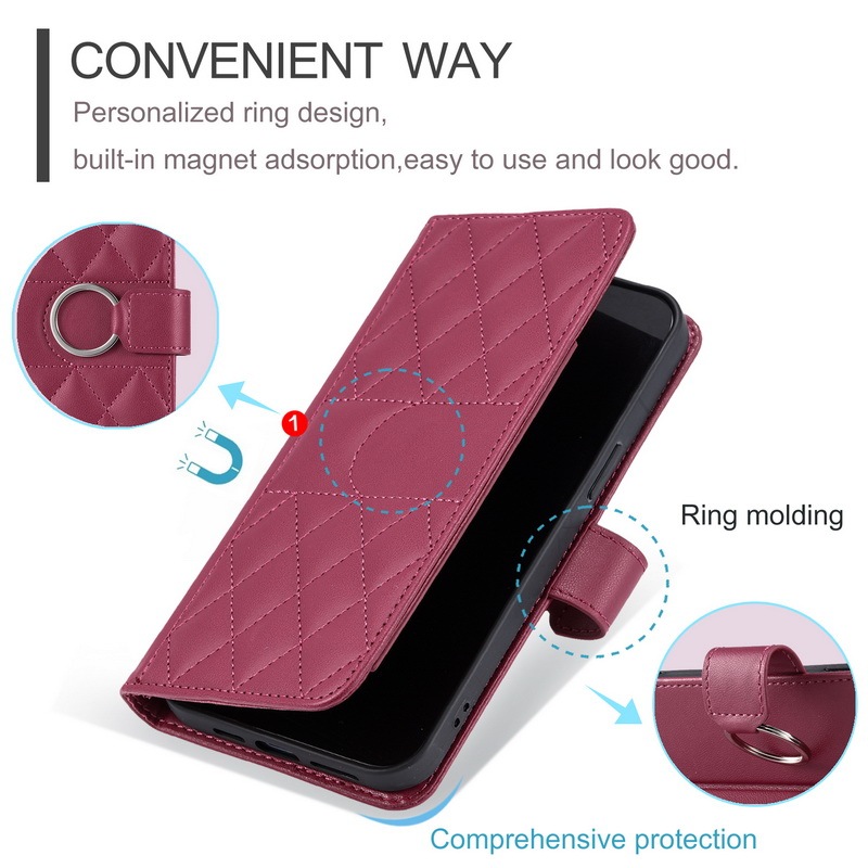 Ốp Lưng Cho Iphone 16 15 14 13 Mini Plus 17 Air Pro Max 16E 17E Sang Trọng Lật Ví Da PU Khe Cắm Thẻ Đứng Có Dây Buộc