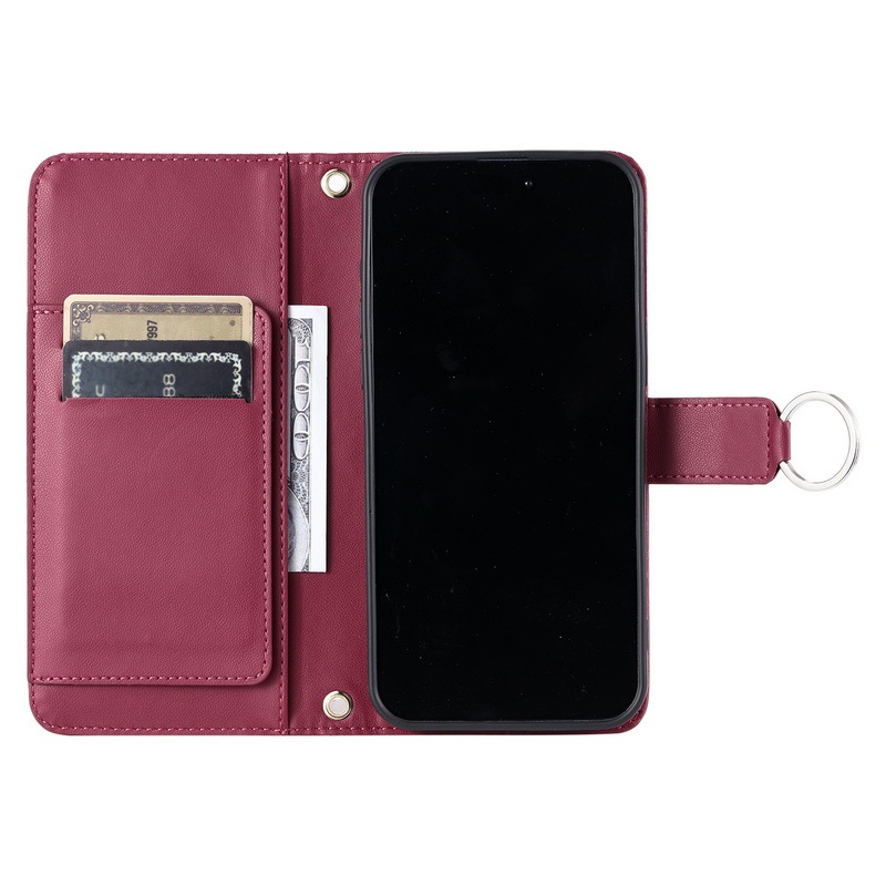 Ốp Lưng Cho Iphone 16 15 14 13 Mini Plus 17 Air Pro Max 16E 17E Sang Trọng Lật Ví Da PU Khe Cắm Thẻ Đứng Có Dây Buộc