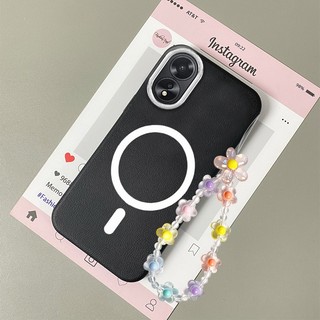 Ốp Lưng Cho OPPO A38 A18 A60 Vỏ Điện Thoại Da Họa Tiết Chống Sốc Thẩm Mỹ Vòng Từ Thiết Kế Mới TPU Mềm Ốp Lưng Và Dây Buộc Pha Lê Miễn Phí