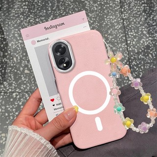 Ốp Lưng Cho OPPO A38 A18 A60 Vỏ Điện Thoại Da Họa Tiết Chống Sốc Thẩm Mỹ Vòng Từ Thiết Kế Mới TPU Mềm Ốp Lưng Và Dây Buộc Pha Lê Miễn Phí
