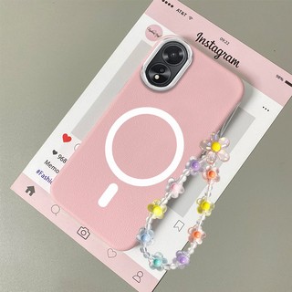 Ốp Lưng Cho OPPO A38 A18 A60 Vỏ Điện Thoại Da Họa Tiết Chống Sốc Thẩm Mỹ Vòng Từ Thiết Kế Mới TPU Mềm Ốp Lưng Và Dây Buộc Pha Lê Miễn Phí