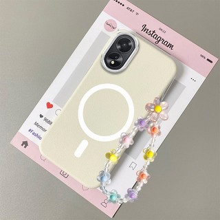 Ốp Lưng Cho OPPO A38 A18 A60 Vỏ Điện Thoại Da Họa Tiết Chống Sốc Thẩm Mỹ Vòng Từ Thiết Kế Mới TPU Mềm Ốp Lưng Và Dây Buộc Pha Lê Miễn Phí
