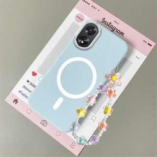 Ốp Lưng Cho OPPO A38 A18 A60 Vỏ Điện Thoại Da Họa Tiết Chống Sốc Thẩm Mỹ Vòng Từ Thiết Kế Mới TPU Mềm Ốp Lưng Và Dây Buộc Pha Lê Miễn Phí