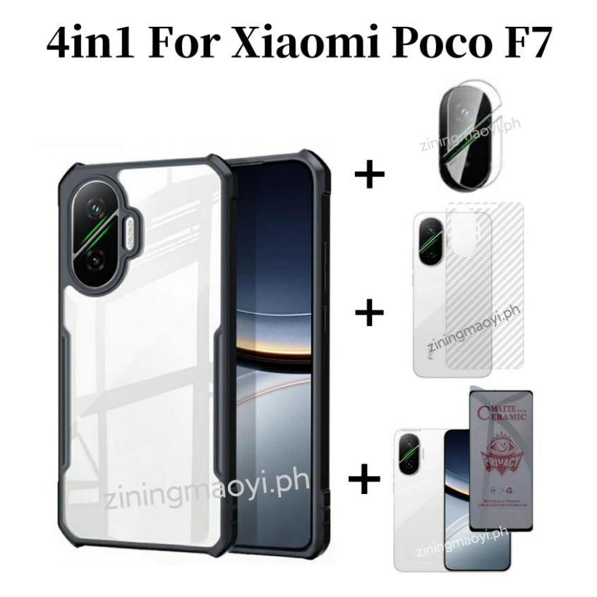 Ốp điện thoại chống sốc 4in1 Xiaomi Poco F7 cho Xiaomi Poco C71 C75 C61 Phim gốm sứ riêng tư và phim ống kính và phim mặt sau