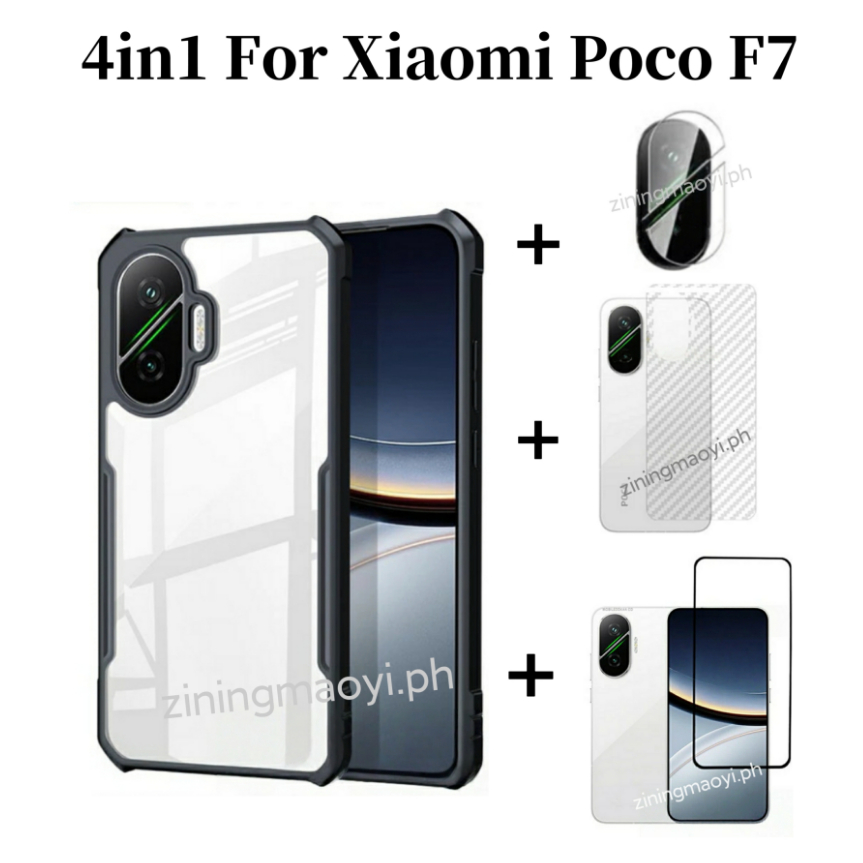 Ốp Điện Thoại Chống Sốc 4in1 Xiaomi Poco F7 Cho Xiaomi Poco C71 C75 C61 Kính Cường Lực Phim Và Phim Ống Kính Và Mặt Sau