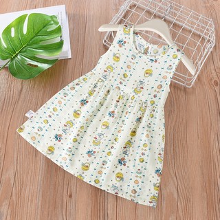 MuyoNowo Tập Đi Bé Gái Không Tay Sundress Mini In Hoạt Hình Mùa Hè Một Dòng Đầm Trẻ Em