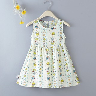 MuyoNowo Tập Đi Bé Gái Không Tay Sundress Mini In Hoạt Hình Mùa Hè Một Dòng Đầm Trẻ Em