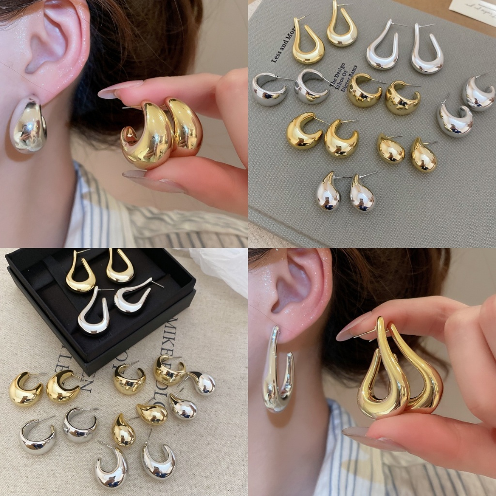 [Jewbeauty] Bông tai acrylic hình chữ C mịn màng, bông tai kim loại châu Âu và Mỹ, sang trọng nhẹ nhàng, thiết kế cao cấp, nữ thích hợp