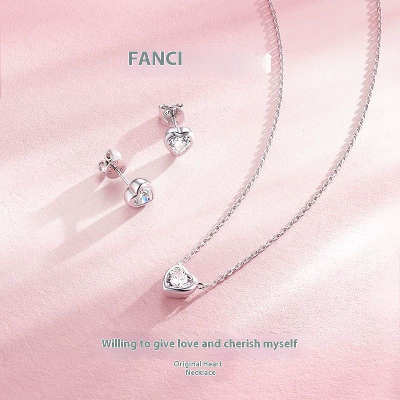 FANCIME Bạc Trái Tim Vòng Cổ Tình Yêu Tinh Khiết Tối Giản Sang Trọng Mặt Dây Chuyền Trang Sức Quà Tặng Sinh Nhật Ngày Lễ Tình Nhân Cho Nàng