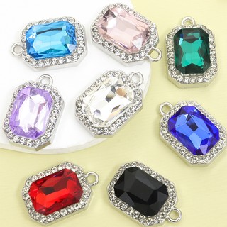 Vòng cổ và bông tai pha lê kim cương giả màu sắc đa dạng, thiết kế hình chữ nhật quyến rũ, thanh lịch - Phụ kiện tóc và DIY tinh tế