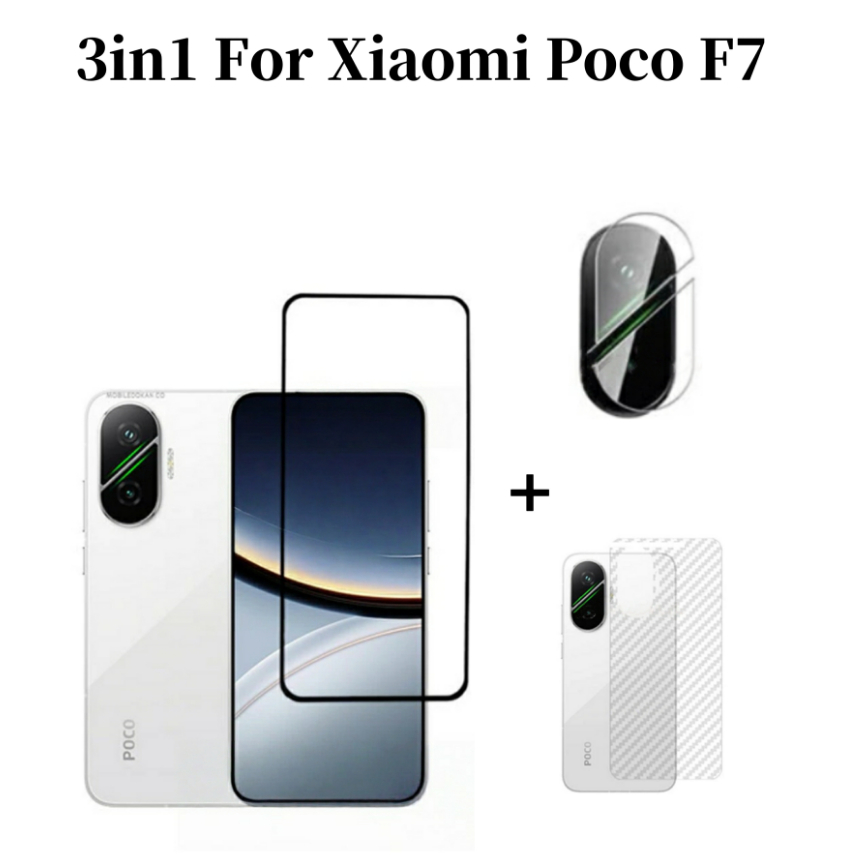 3in1 Xiaomi Poco F7 Phim gốm sứ cho Xiaomi Poco C71 C75 C61 C65 Kính cường lực và ống kính máy ảnh và mặt sau