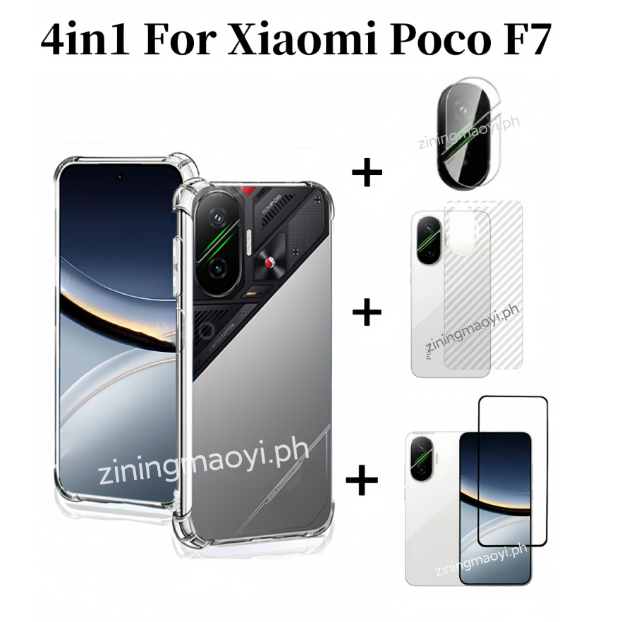 Ốp điện thoại trong suốt mềm chống sốc 4in1 Xiaomi Poco F7 cho Xiaomi Poco C71 C75 C61 C65 Phim kính cường lực và ống kính máy ảnh và phim mặt sau