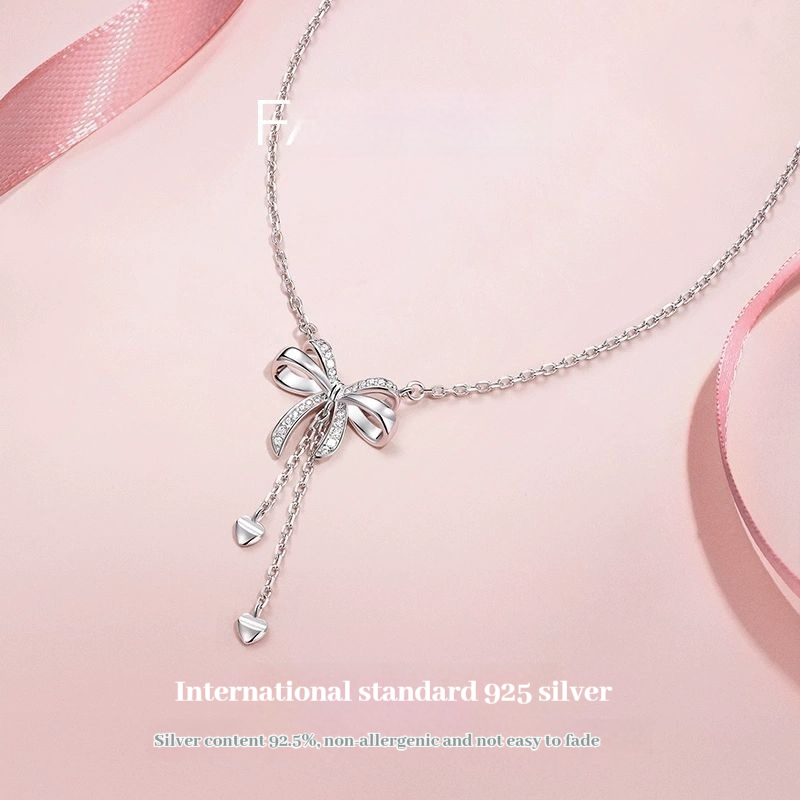FANCIME Người Yêu Thắt Nút Vòng Cổ Bạc Sterling Thắt Nút Thắt Mặt Dây Chuyền Ban Đầu Nơ Tua Rua Thiết Kế Trang Sức Đa Năng Thanh Lịch Quà Tặng Sinh Nhật Ngày Lễ Tình Nhân Cho Người Phụ Nữ