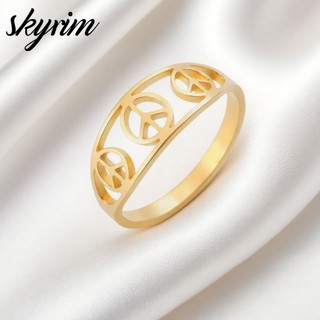 Nhẫn nữ SKYRIM Thiết kế biểu tượng hòa bình Trang sức bằng thép không gỉ titan