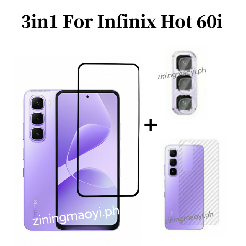 3in1for Infinix Hot 60i Hot 60pro Hot 50i Hot 50 4G Hot 50 5G Kính cường lực và ống kính máy ảnh và phim mặt sau