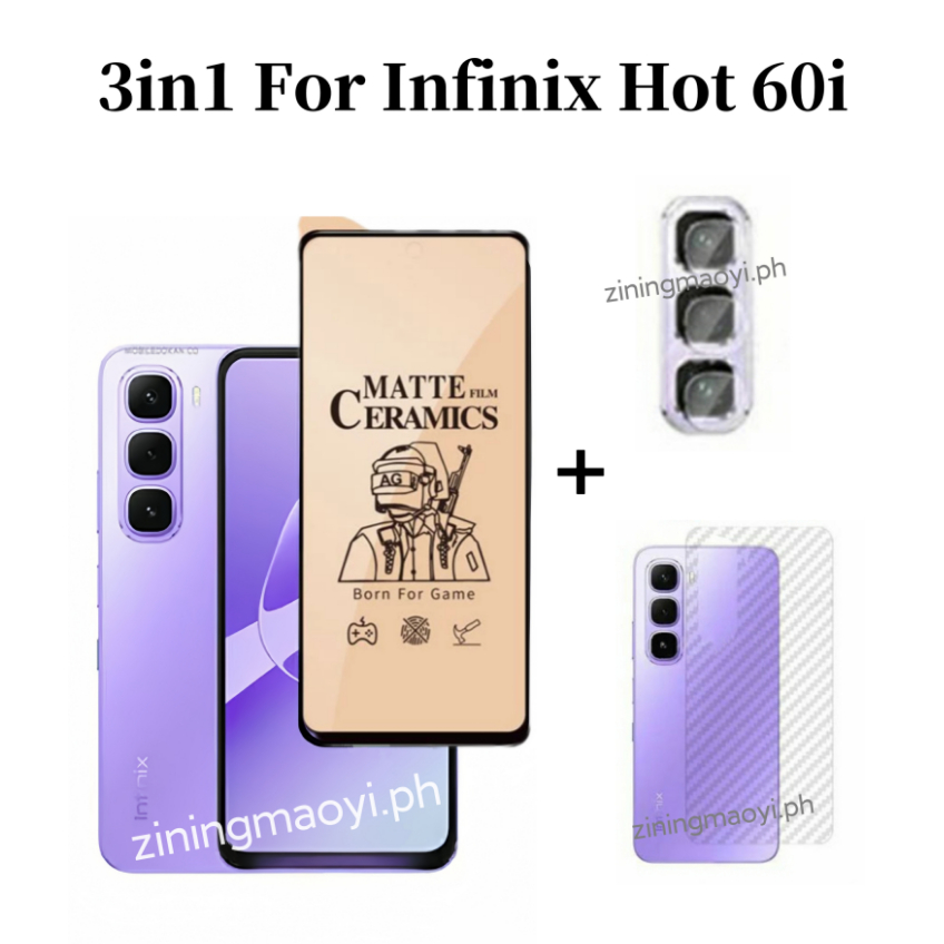 3in1for Infinix Hot 60i Hot 60pro Hot 50i Hot 50 4G Hot 50 5G Màng gốm màng và ống kính máy ảnh và phim mặt sau