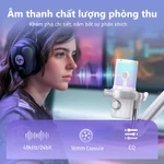 Micrô chơi game không dây màu trắng MAONO DM40 Pro Mic USB có phần mềm Thay đổi giọng nói AI, Khử tiếng ồn, Đèn RGB tùy chỉnh cho PC, Điện thoại, Phát trực tuyến, Ghi âm Podcast — ảnh 3