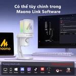 Micrô chơi game không dây màu trắng MAONO DM40 Pro Mic USB có phần mềm Thay đổi giọng nói AI, Khử tiếng ồn, Đèn RGB tùy chỉnh cho PC, Điện thoại, Phát trực tuyến, Ghi âm Podcast — ảnh 7