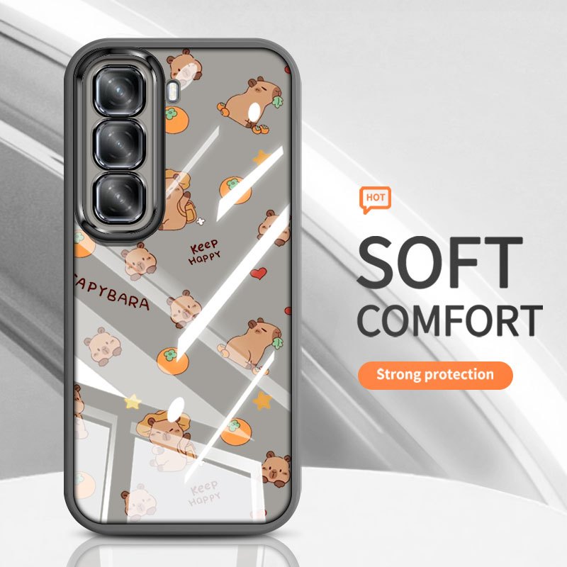 YBD Cho Infinix Hot 70 60i Hot 60 Pro + Hot 50 Pro + ITEL Power 70 X6895 X6726 X6728 X6728B Ốp Điện Thoại Gấu Nhỏ Kapibala Otter