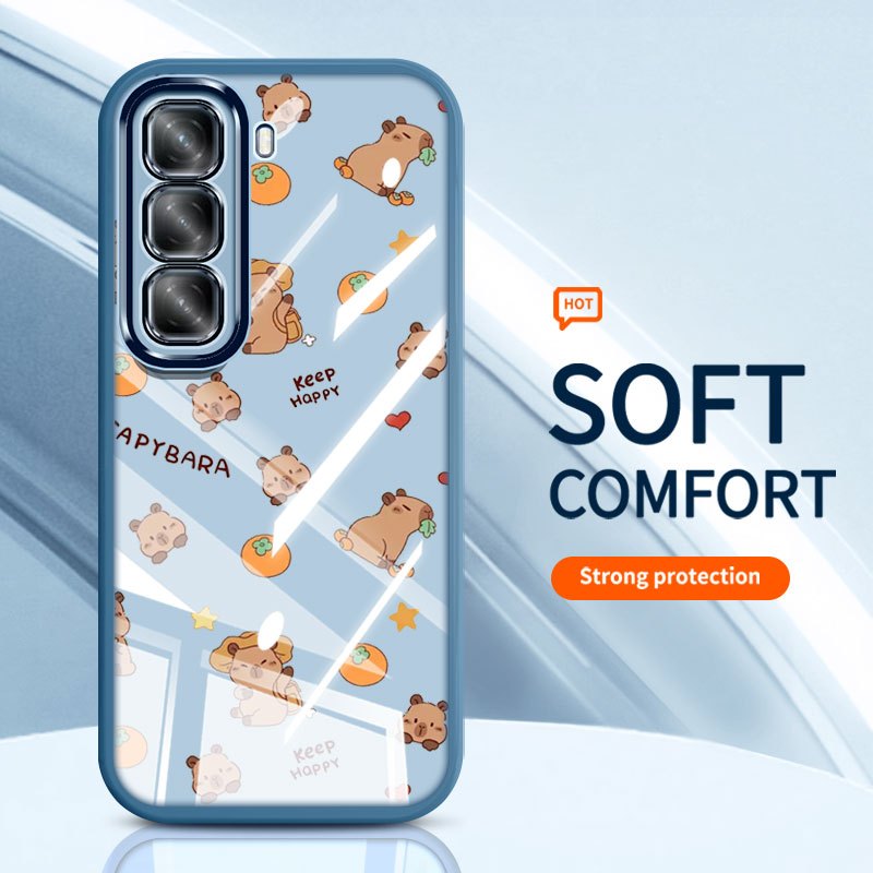YBD Cho Infinix Hot 70 60i Hot 60 Pro + Hot 50 Pro + ITEL Power 70 X6895 X6726 X6728 X6728B Ốp Điện Thoại Gấu Nhỏ Kapibala Otter