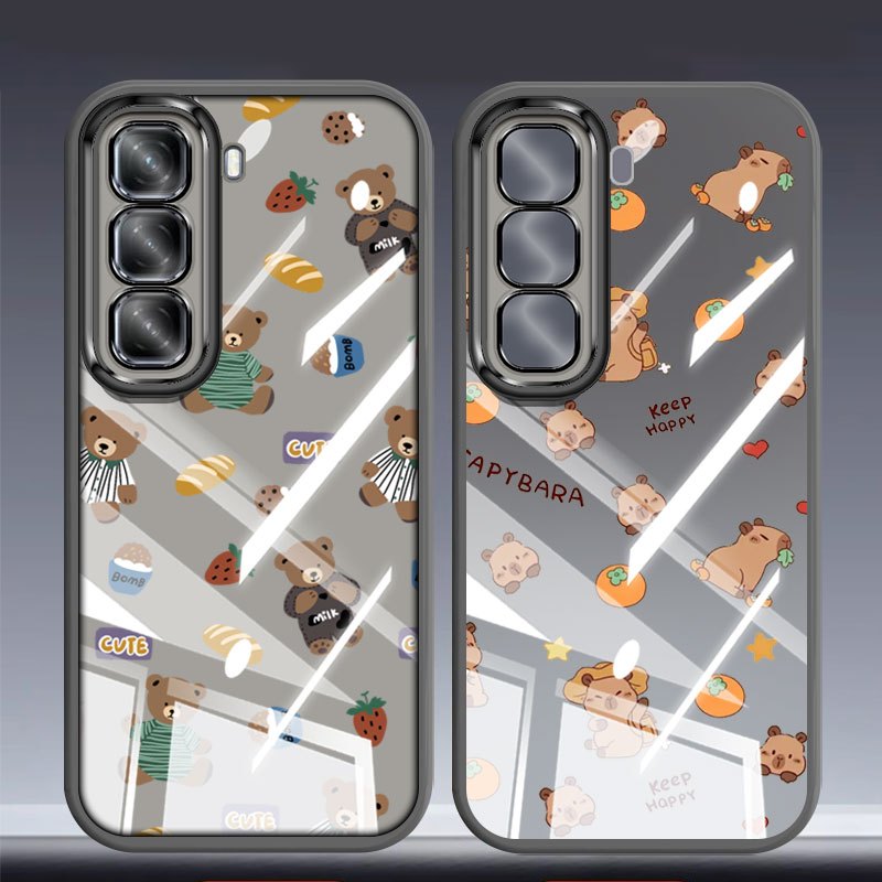 YBD Cho Infinix Hot 70 60i Hot 60 Pro + Hot 50 Pro + ITEL Power 70 X6895 X6726 X6728 X6728B Ốp Điện Thoại Gấu Nhỏ Kapibala Otter