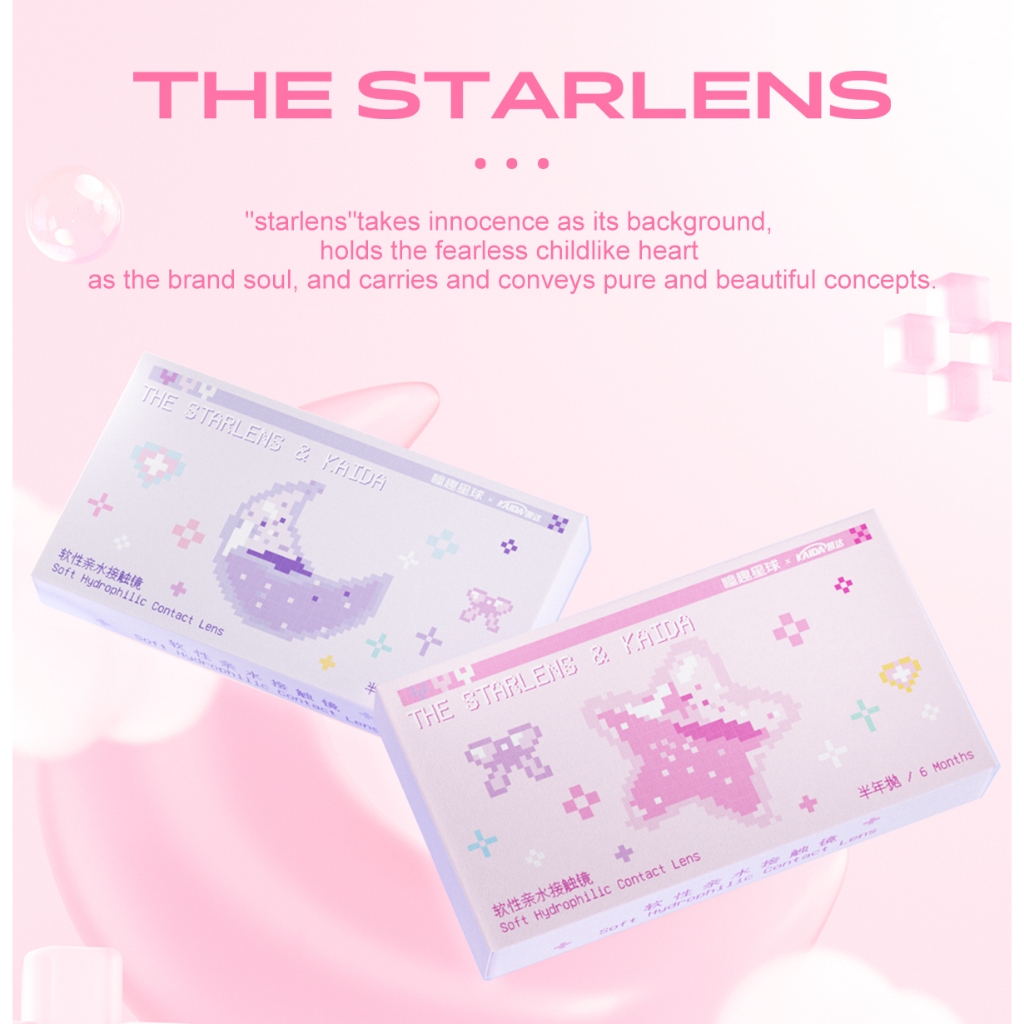 Kính áp tròng The Starlens, 1 cặp 6 tháng, tròng kính màu xanh lá/xám glass-green/Pearl-gray, DIA 14.2-14.5, bị cận đeo thoải mái, phù hợp để trang điểm | BigBuy360 - bigbuy360.vn