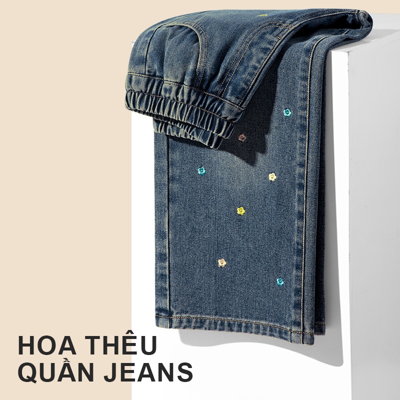 W.G.Q Quần Jean Bé Gái, Thiết Kế Hoa Thêu, Quần Phong Cách Xuân Thu Rời Thoải Mái, Thời Trang Phù Hợp Với