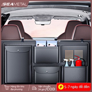 SEAMETAL Universal Car Trunk Organizer Dung Tích Lớn Da Ghế Sau Bảo Quản Hàng Hóa Giá Có Thể Tháo Rời Ghế Sau Treo Tổ Chức