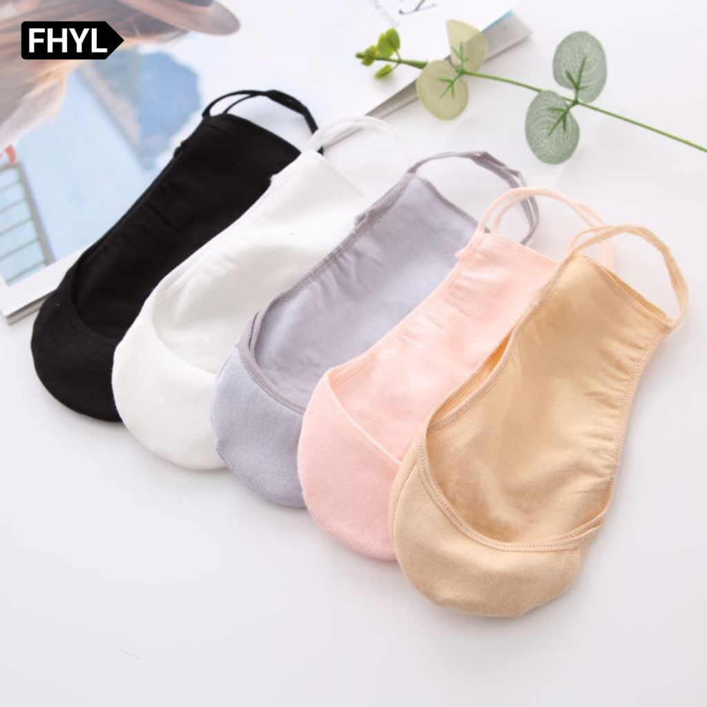 FHYL Đôi tất thuyền FHYL cao gót mỏng mùa hè miệng nông có dây buộc thiết kế vô hình cho nữ