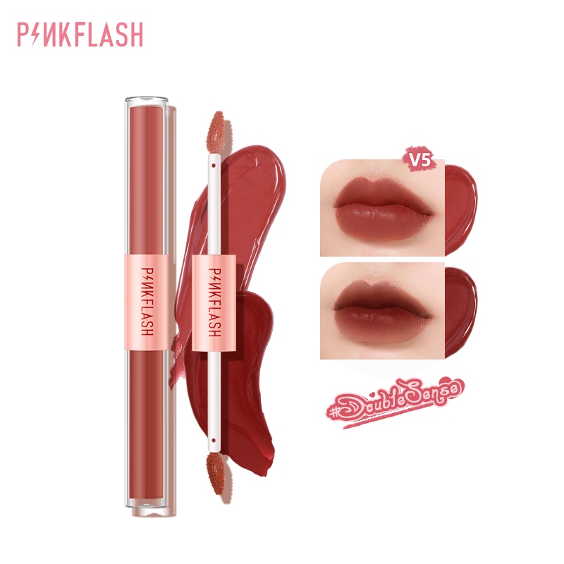 Son môi màu mờ Pinkflash với sắc tố lâu dài 2 đầu 2,8g