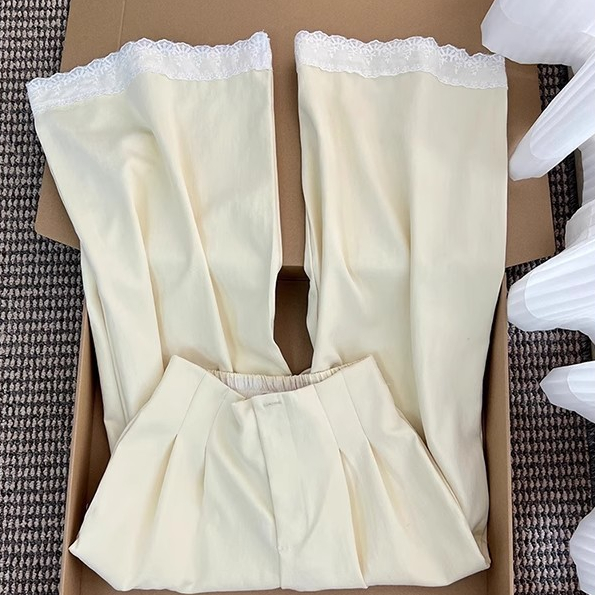 quần trắng dài ống rộng nữ mùa hè kiểu dáng cute hàn quốc đẹp ruffle SALMO local brand