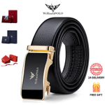 Dây lưng nam da thật William Polo khóa tự động - Tặng kèm hộp quà cao cấp Men Genuine Leather Belt Automatic Buckle Free Luxury Gift Box — ảnh 1