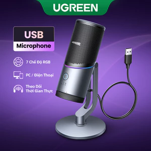 Micro USB UGREEN 7 chế độ Đèn RGB 180° Điều chỉnh theo chiều dọc Mic họa tiết phân cực Cardioid theo thời gian thực để phát trực tuyến / ghi âm / chơi game