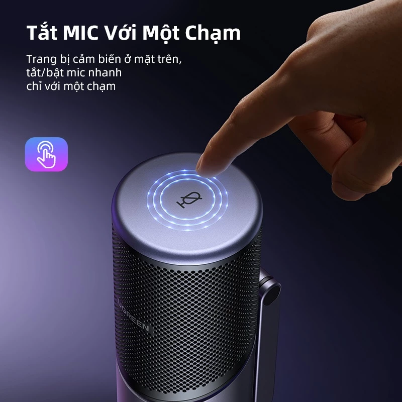 Micro USB UGREEN 7 chế độ Đèn RGB 180° Điều chỉnh theo chiều dọc Mic họa tiết phân cực Cardioid cho chơ game / ghi âm